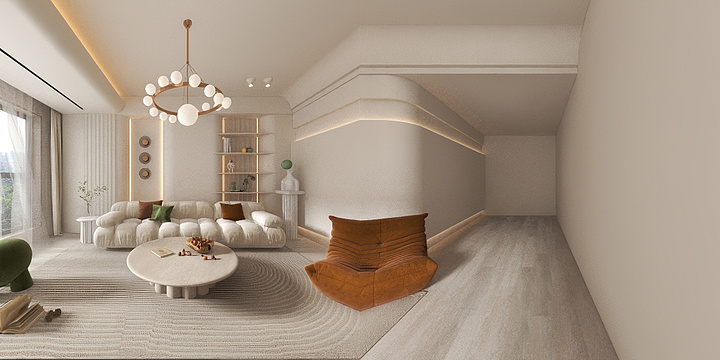 渐层-10.31客餐厅奶油风异形圆弧-副本-装修设计方案