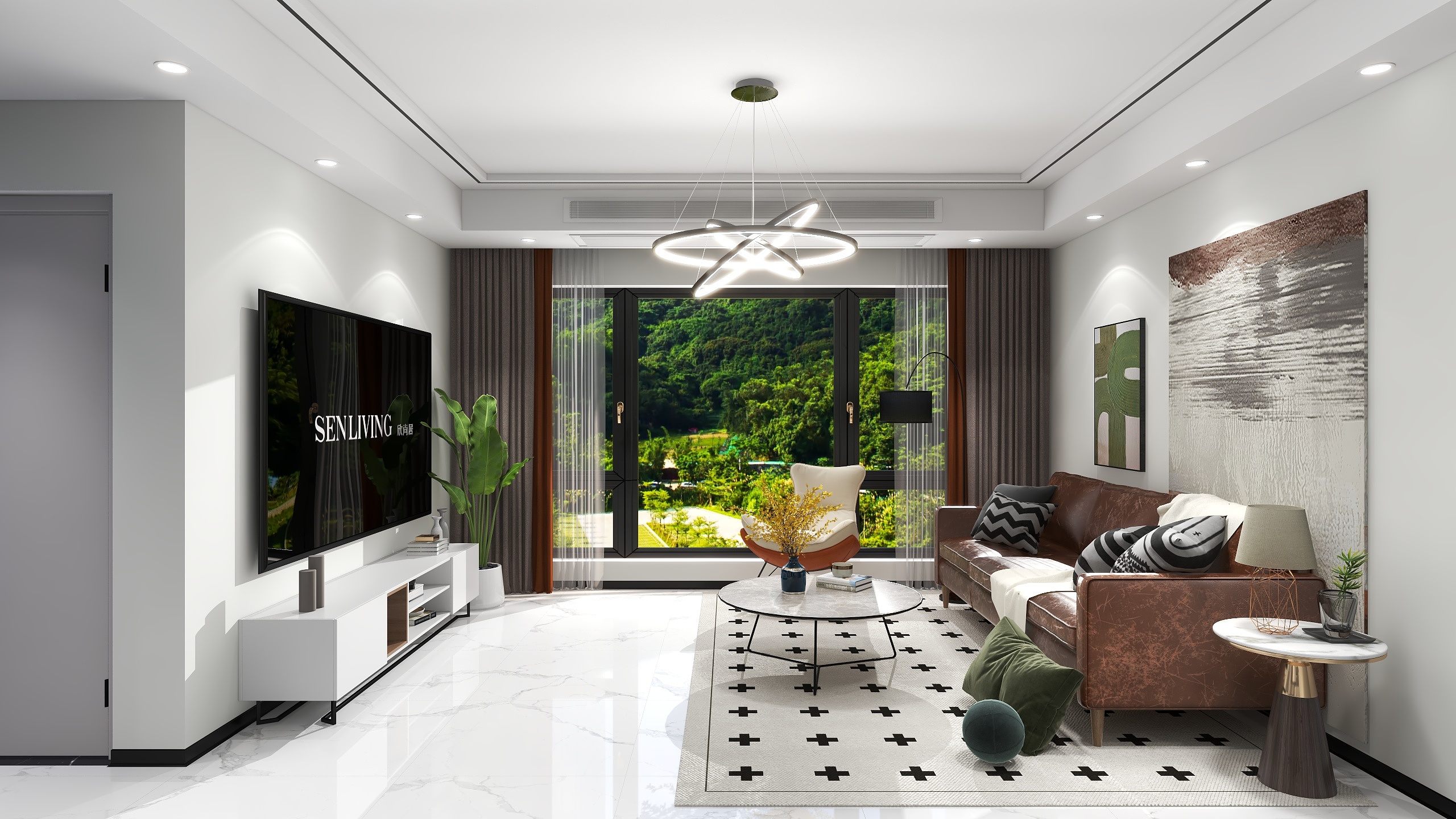 南京多特空间设计-中梁盐督府北欧风116平米装修效果图