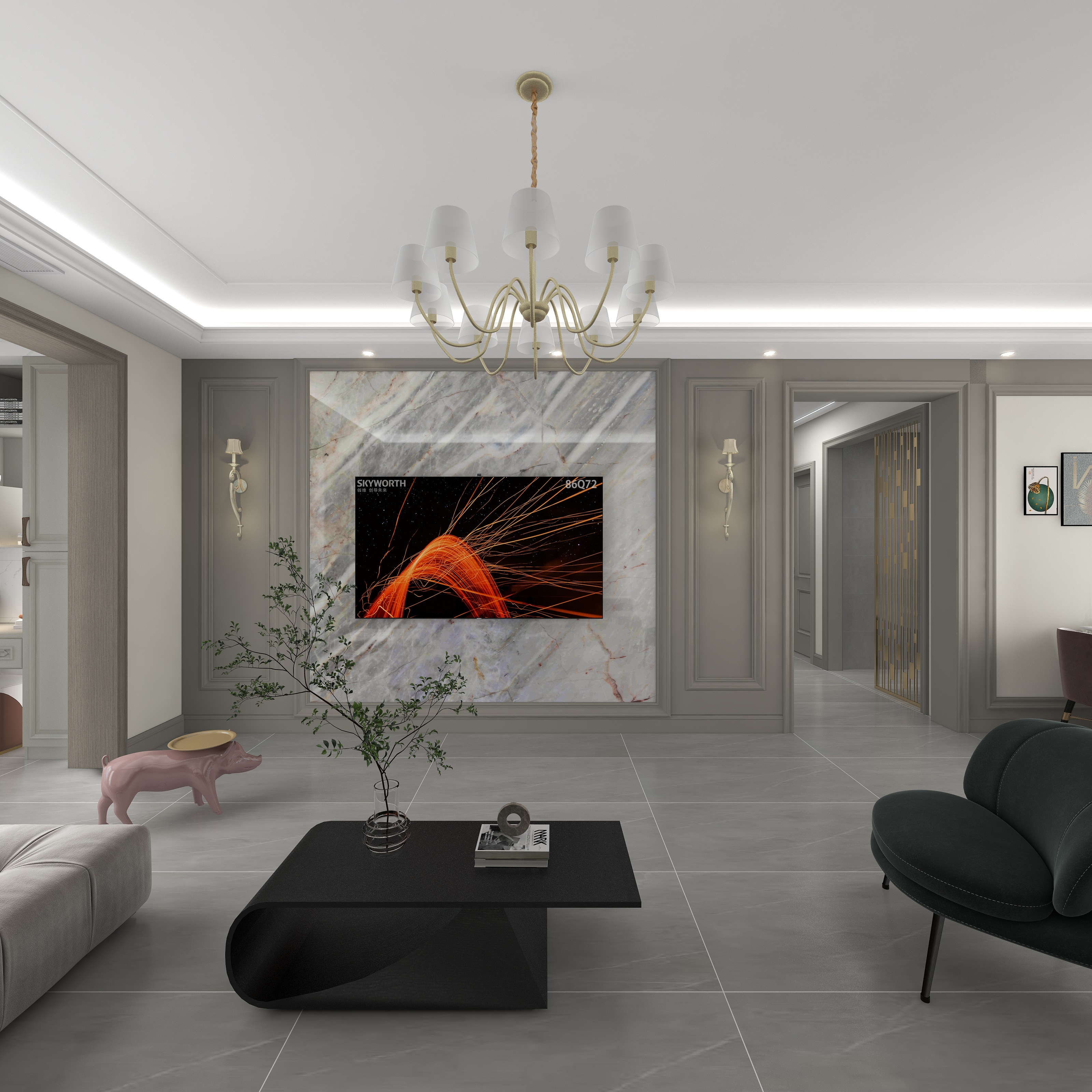 临泉正楷设计-140平美式轻奢风-装修设计方案