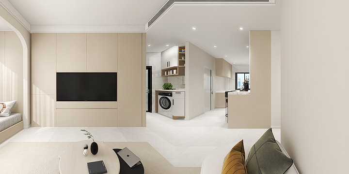 Daniel21-阳光晶典--90户型奶油风方案设计-装修设计方案