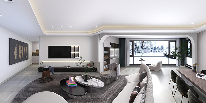 流浪者设计-紫光山水145㎡极简风格-装修设计方案