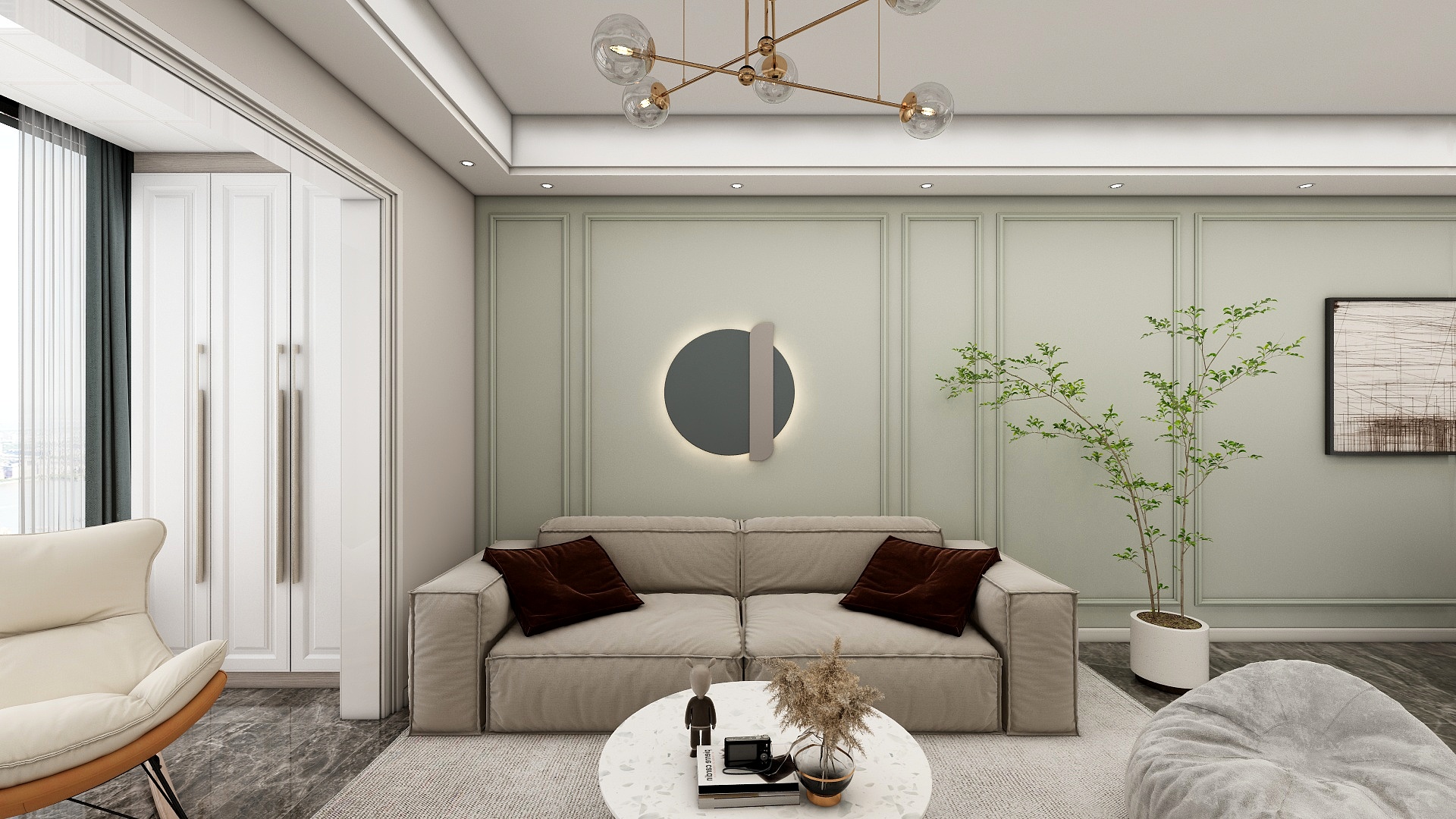 星空设计500一套-100㎡简欧3室装修效果图