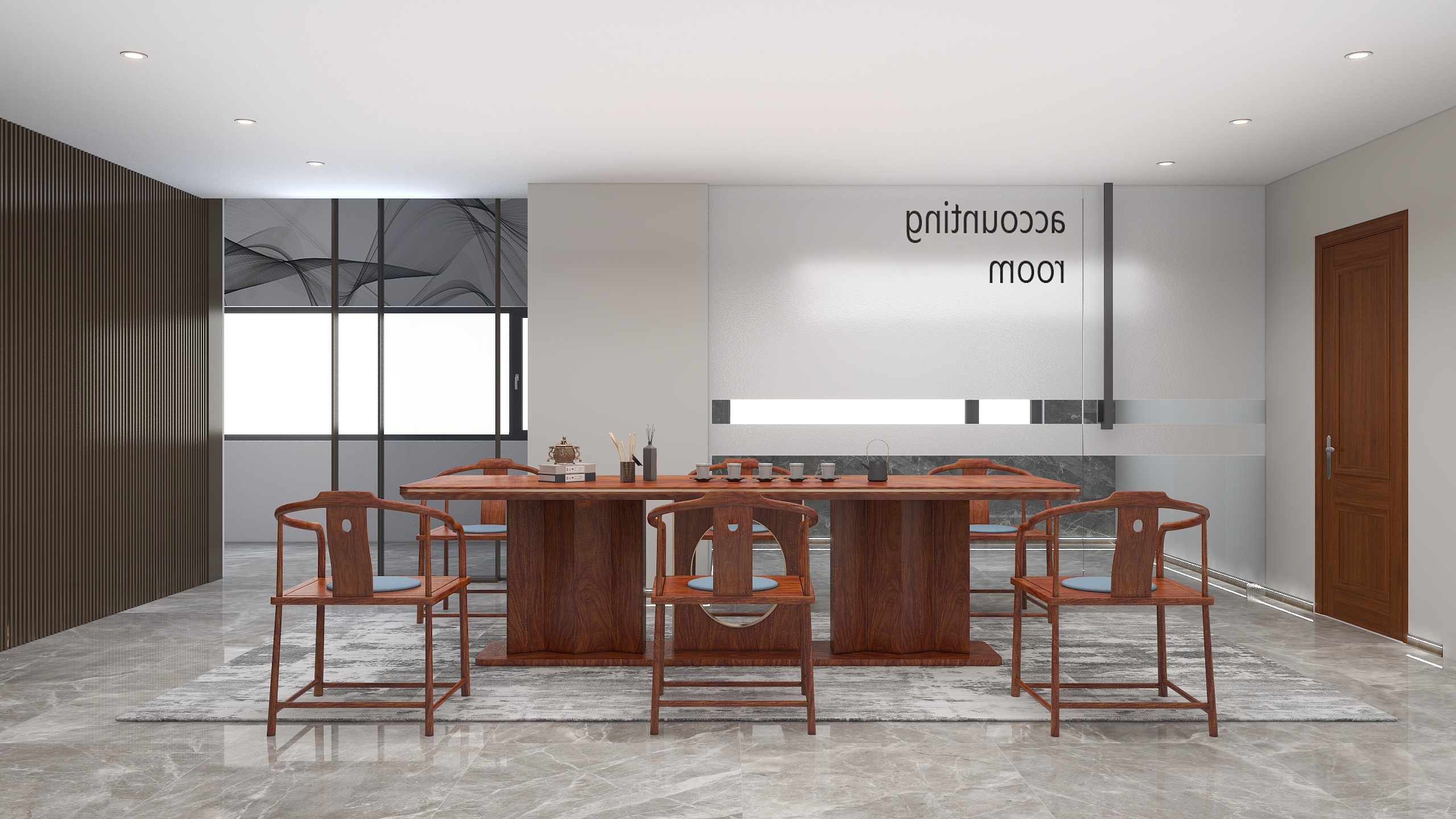 李青越-275方新中式风格办公室Z装修效果图