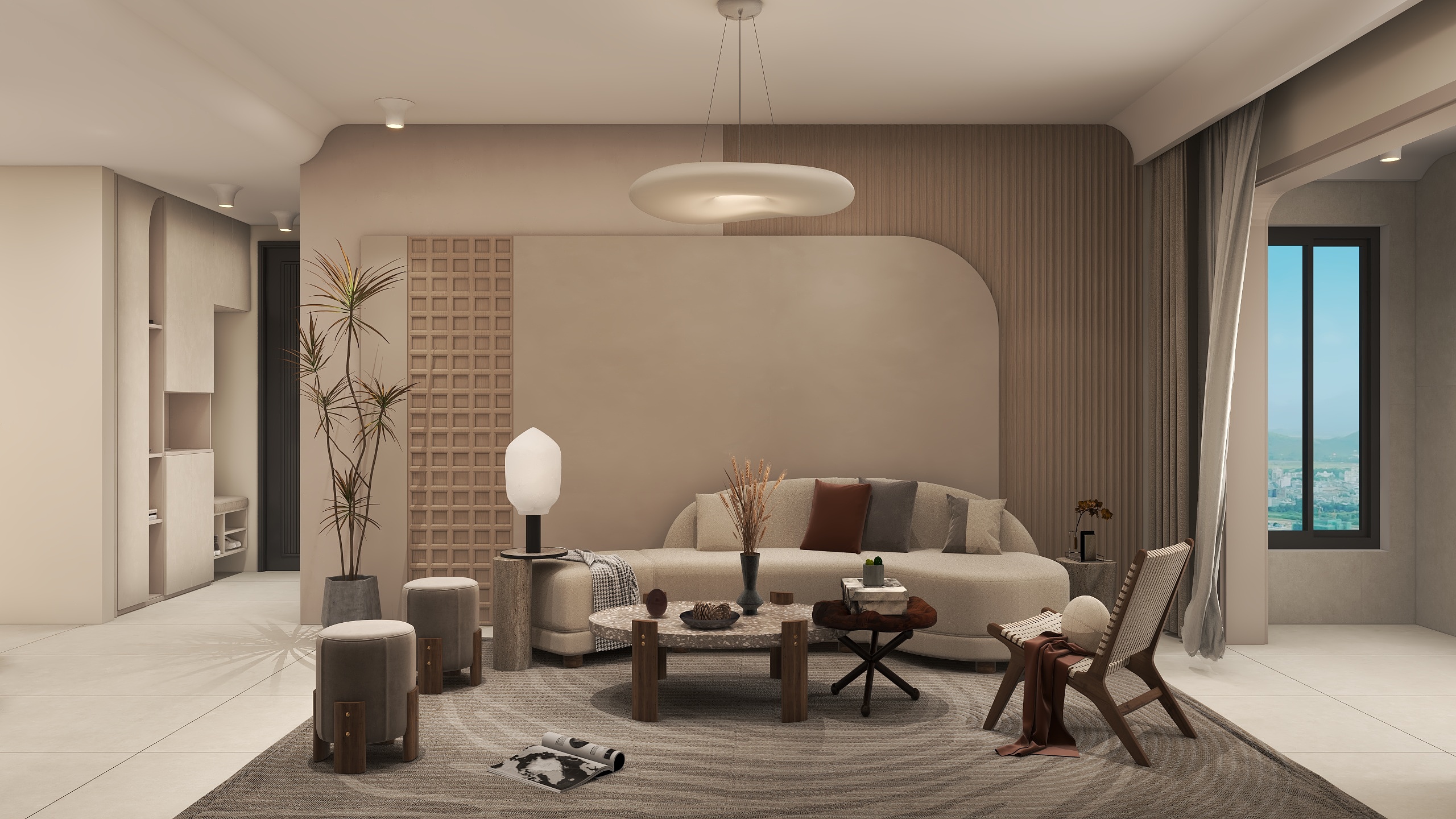 全案设计丨整家定制-侘寂风三居室装修效果图