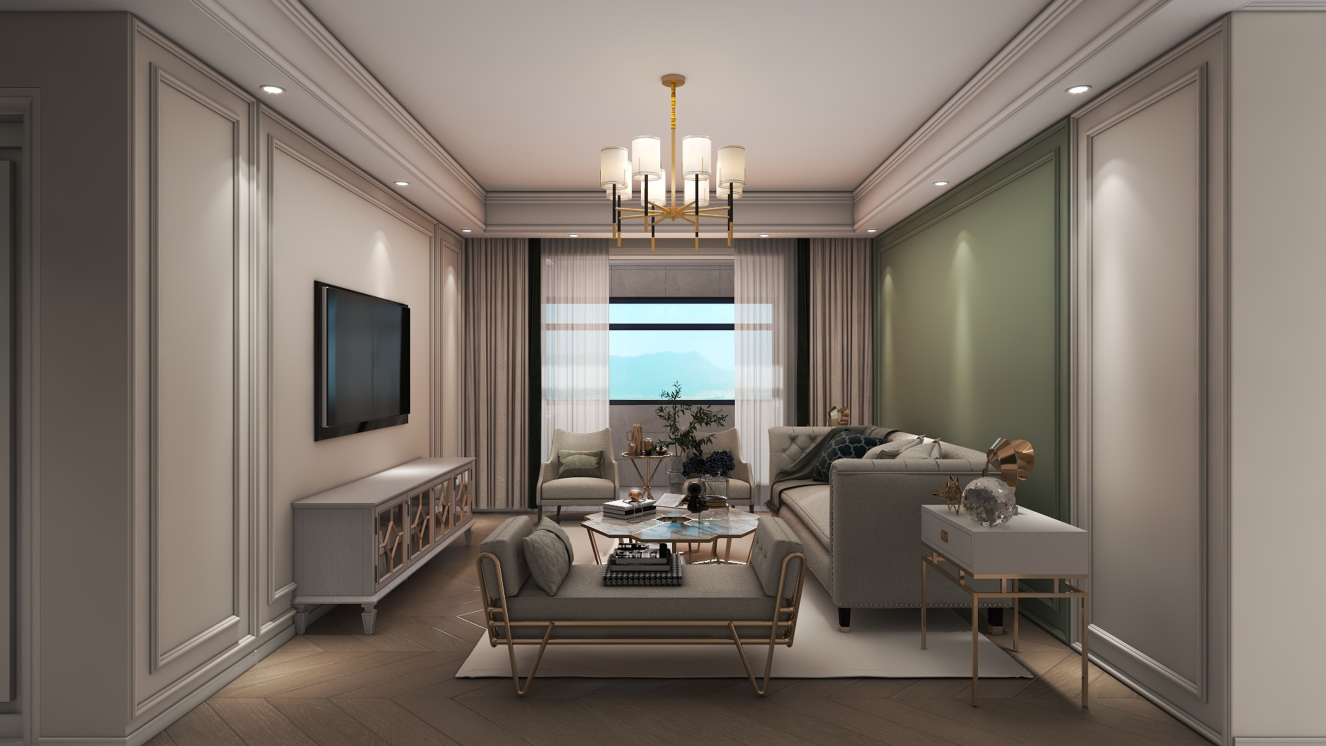 李青越-109方简欧风格案例三居室装修效果图