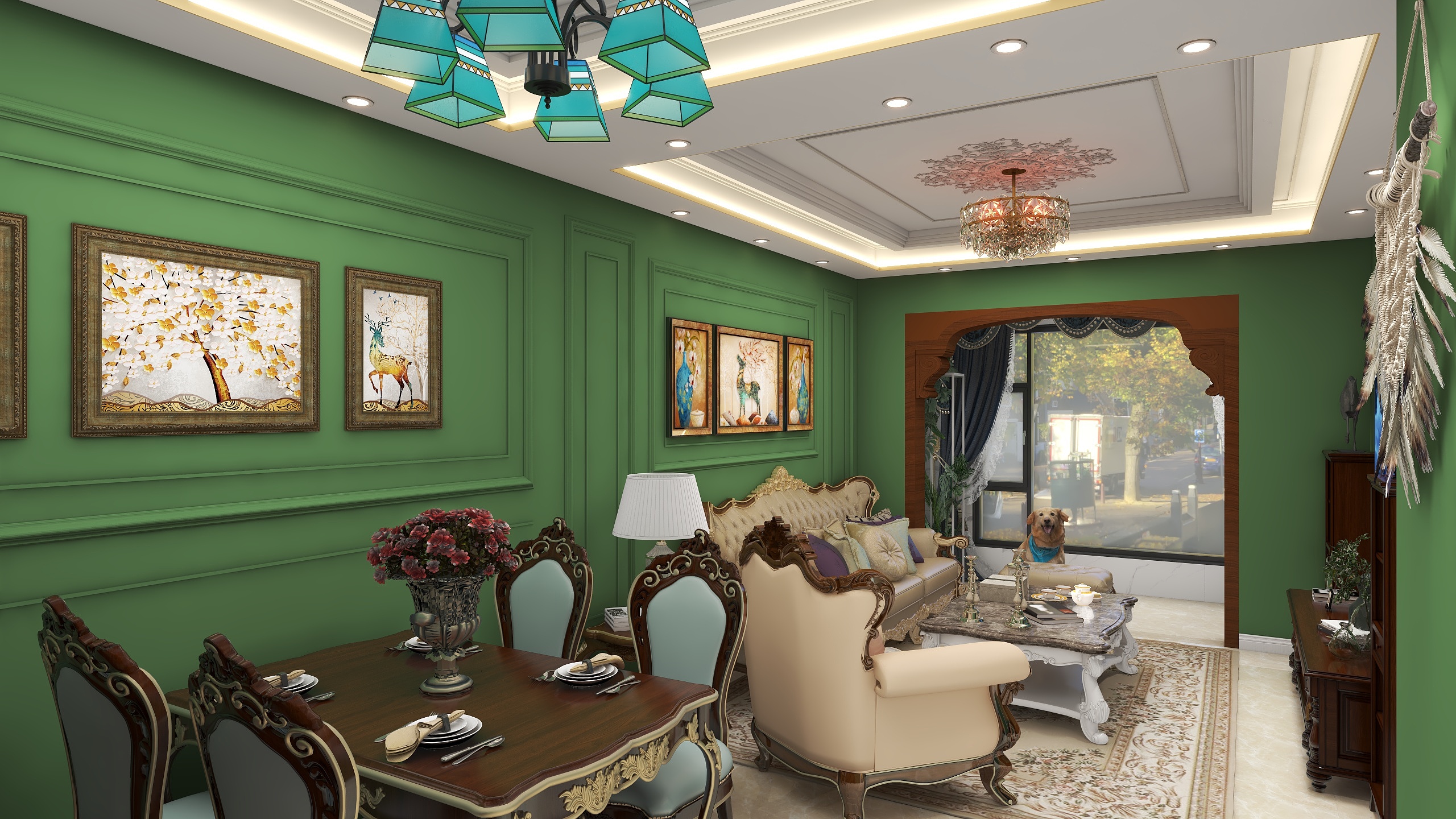 Mr.和-设计-美式风89㎡3室装修效果图