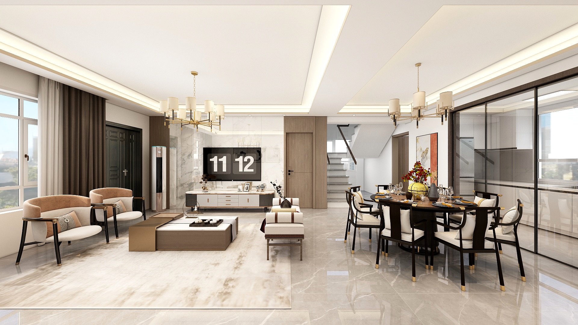 李青越-200方新中式风格别墅装修效果图