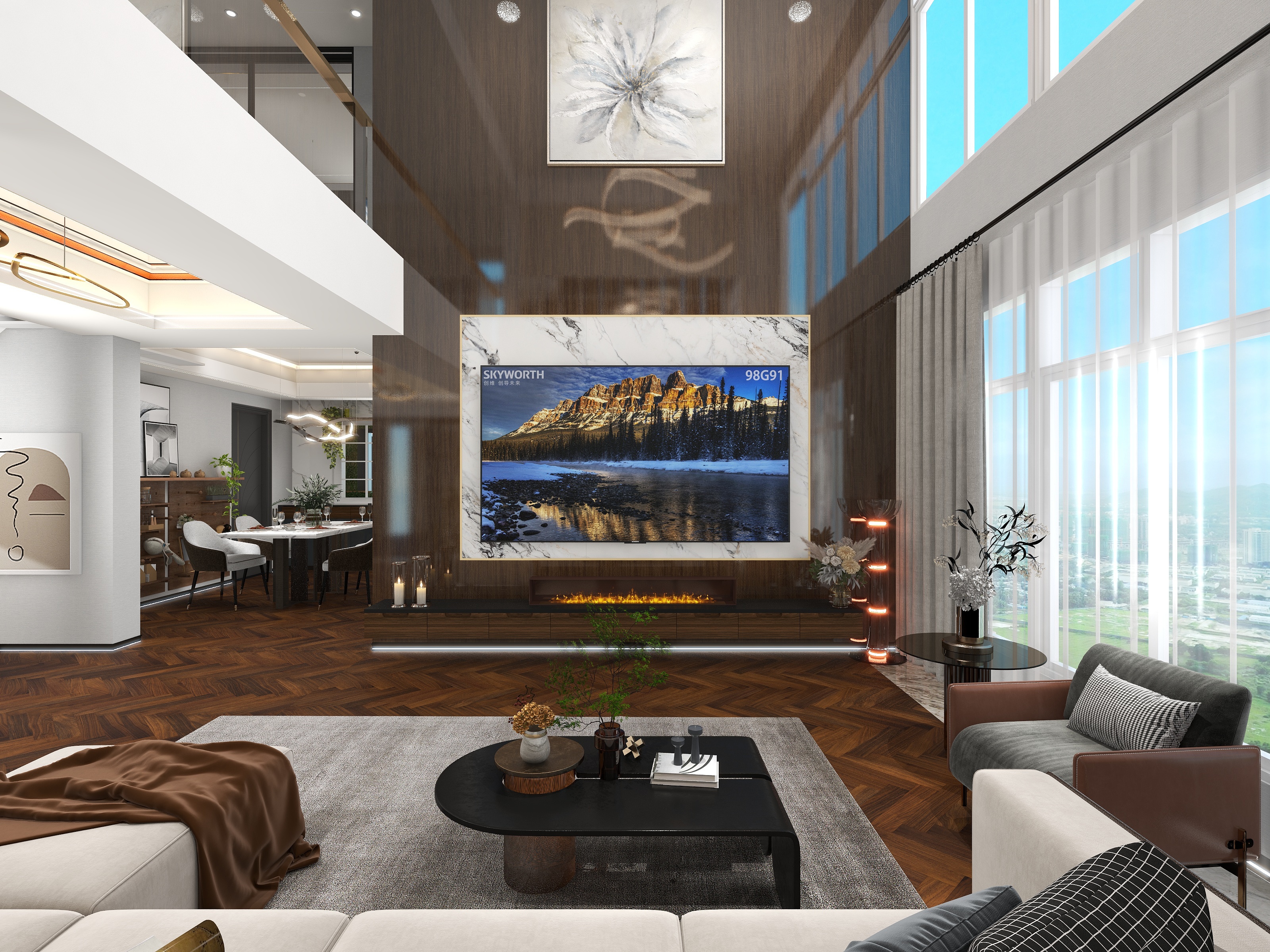 美美室内设计-万山华府354㎡现代轻奢风，复式户型-装修设计方案