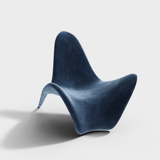Modern Lounge Chair 3D Model in Blue