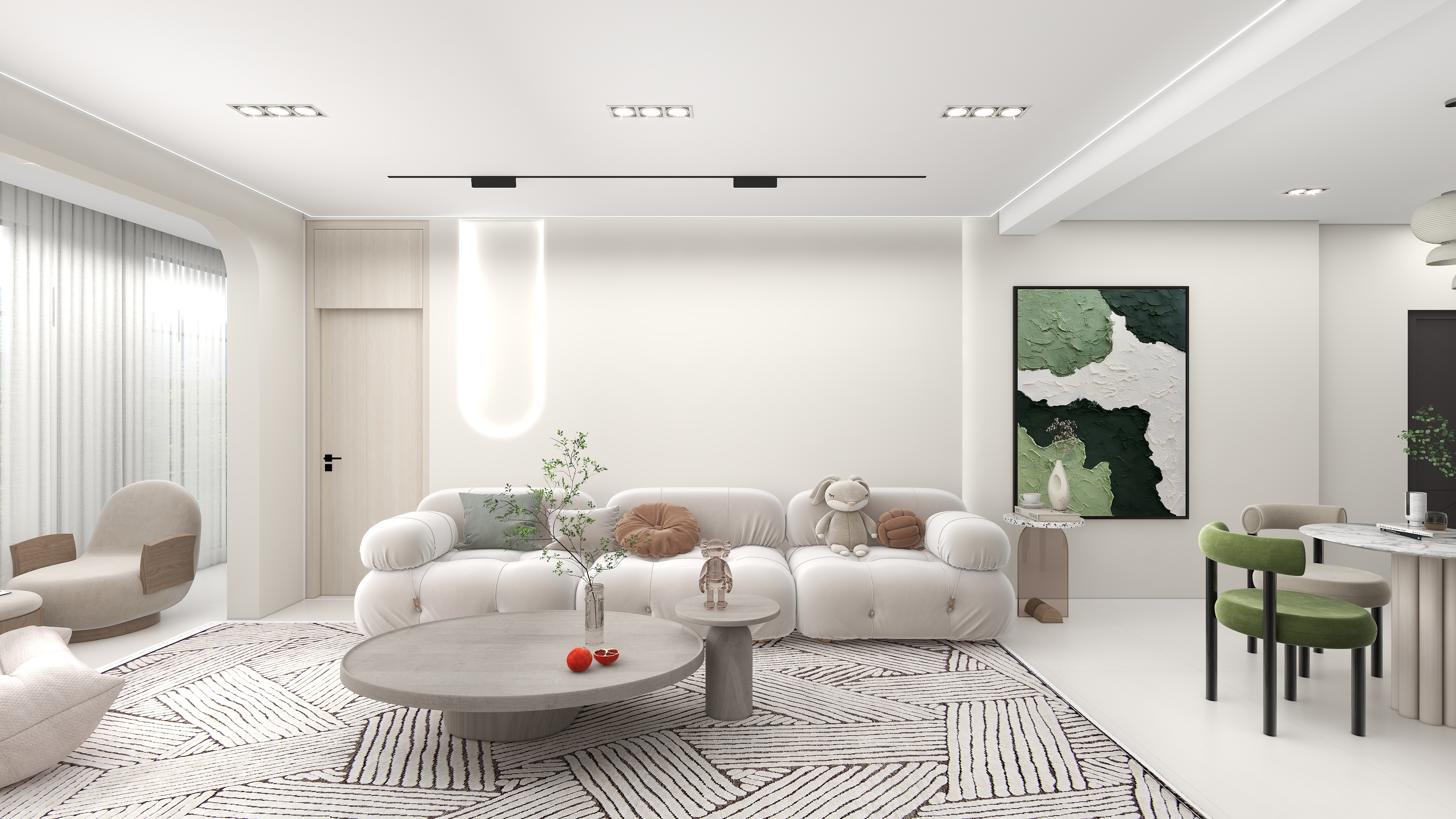 福莱威尔全屋定制-112.14平四居室奶油风设计装修效果图