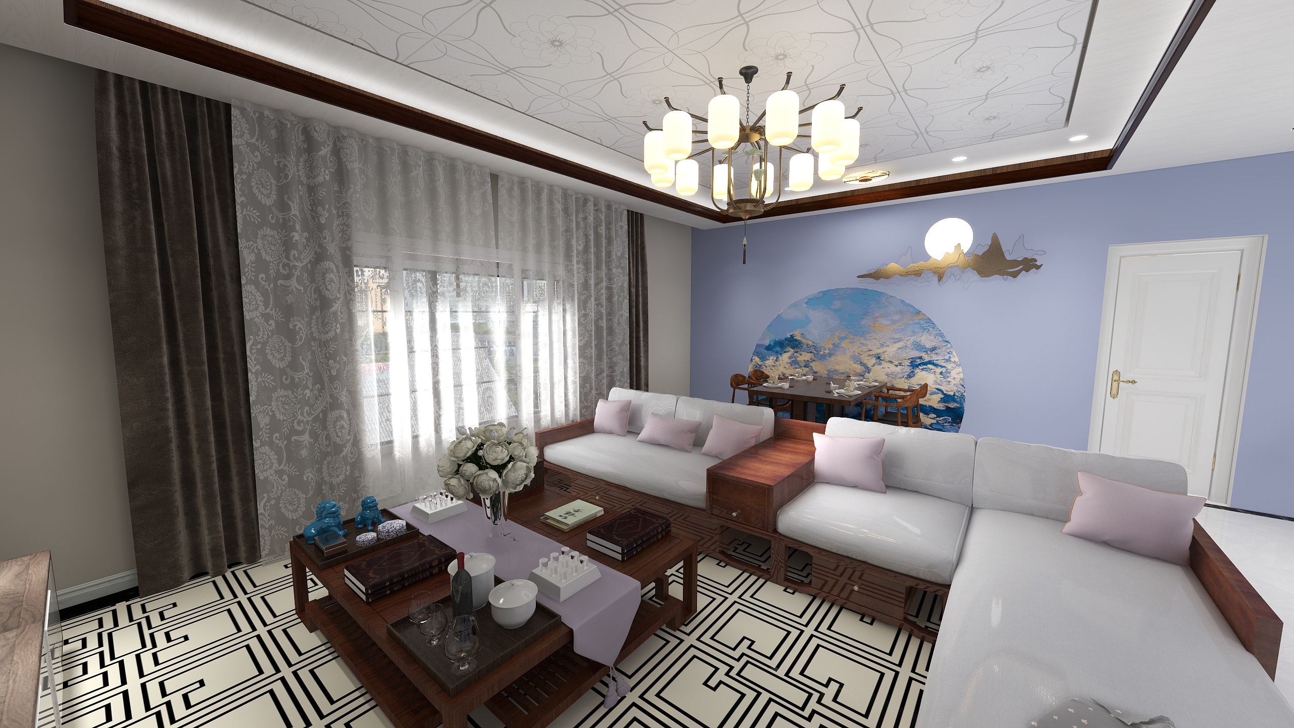 张彩虹-【一书一茶】130平方米|四居室装修效果图