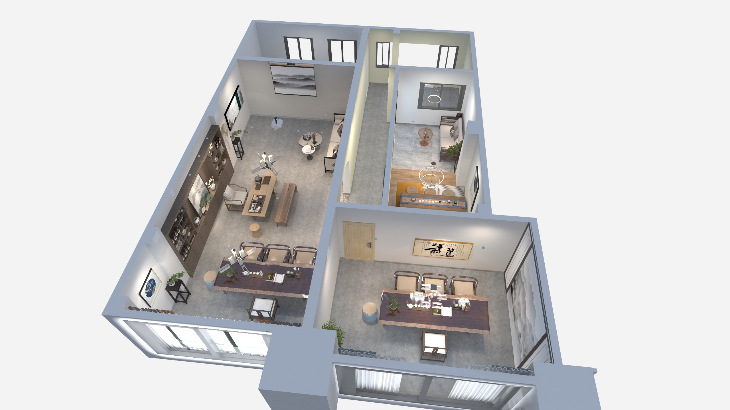 柚子老师0102song-茶叶店二楼_效果图1recover-装修设计方案