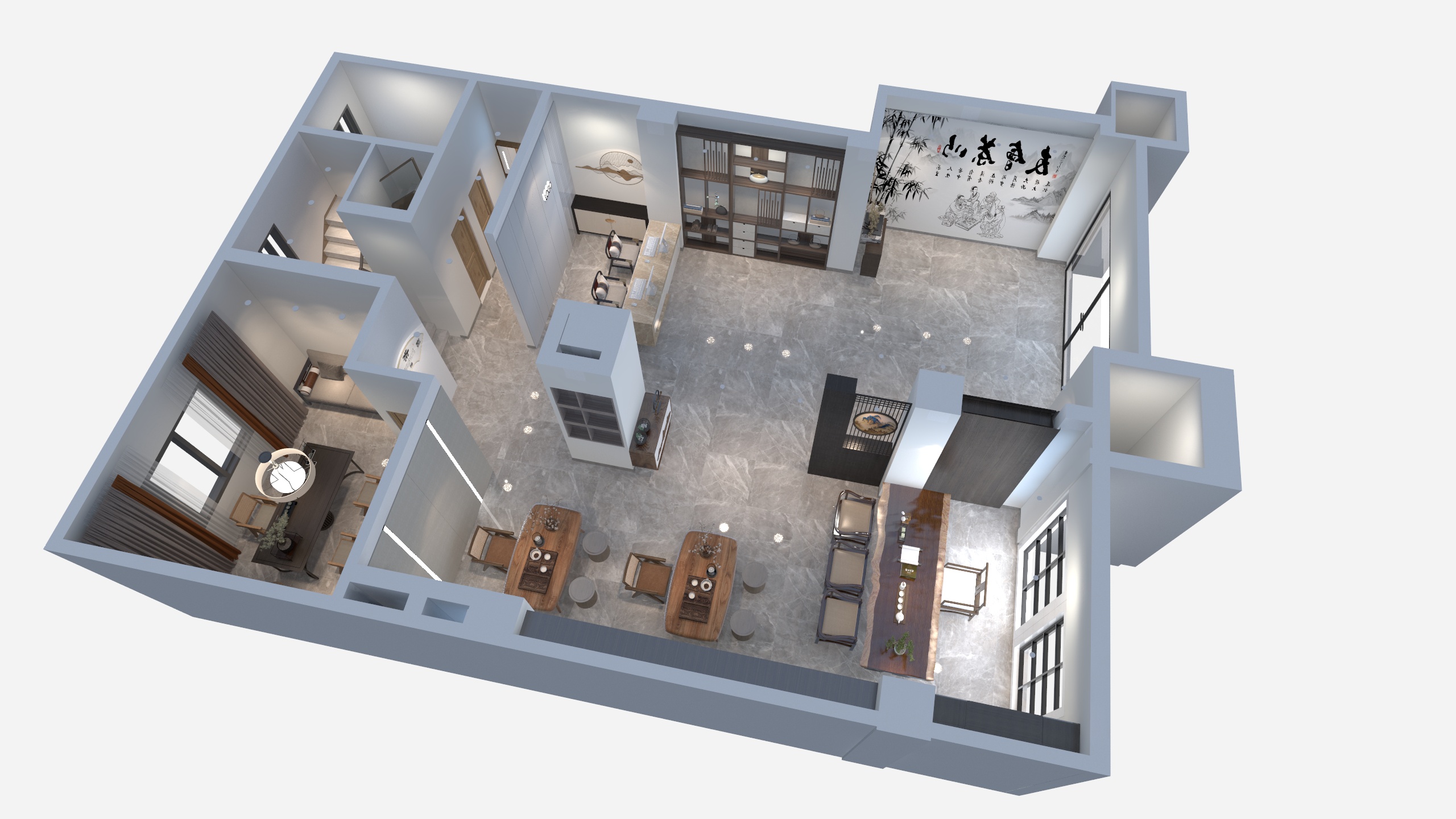 柚子老师0102song-茶叶店_一楼效果图22recover-装修设计方案