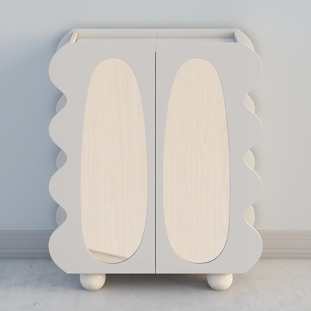 37.8" Modern White 15-Pairs Shoe Storage Wave Design Mirror Shoe Cabinet Ample Storage 