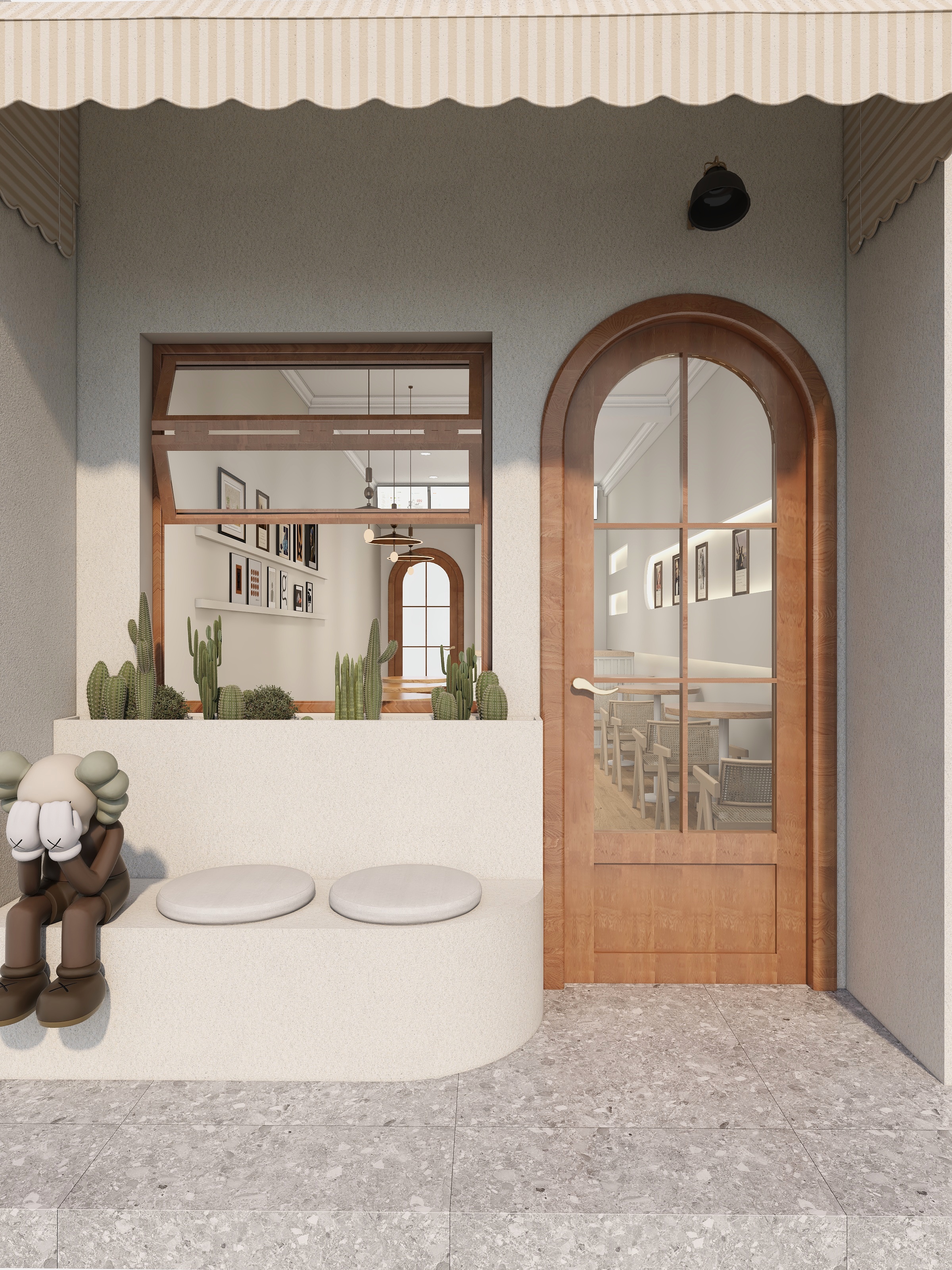 白云朵的味道-原木奶油风奶茶店装修效果图