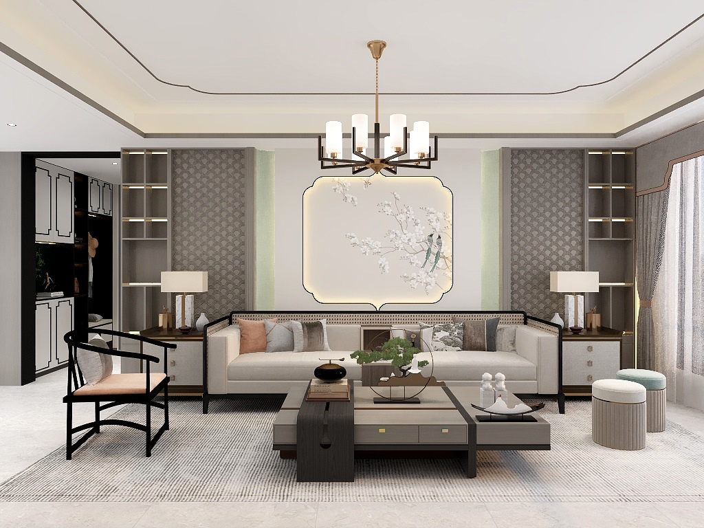 芮金-新中式背景墙-芮金-装修设计方案