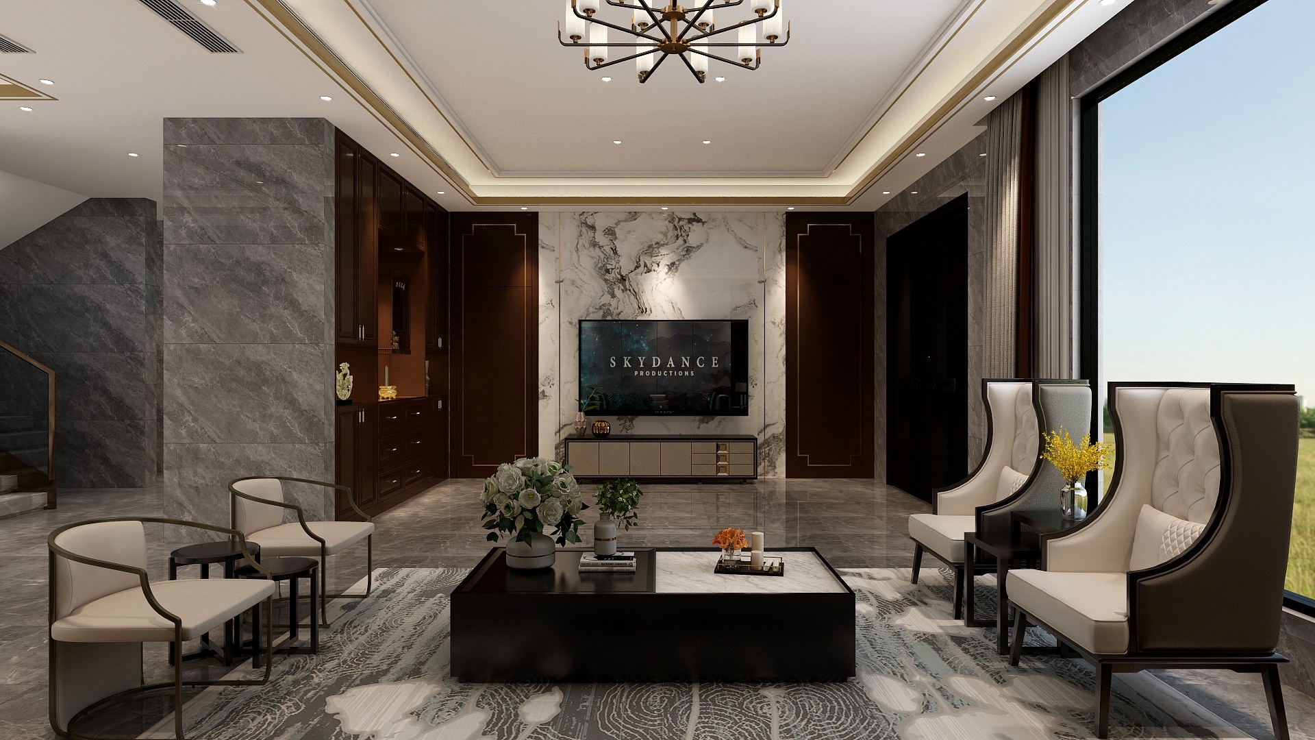 李青越-156方新中式风格复式装修效果图