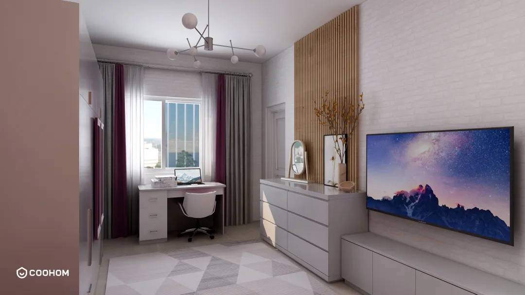 Petia Krasimirova Vangelova的装修设计方案:Beautiful modern bedroom in white and purple