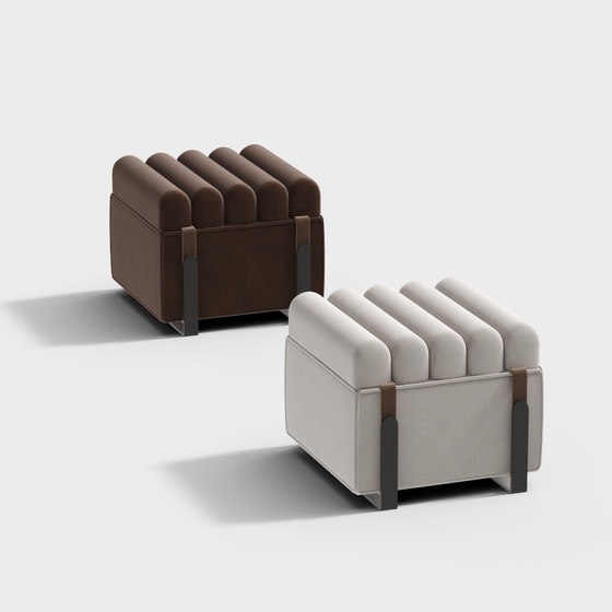 Wabi-Sabi Style Fabric Corner Sofa Combination 3D Model