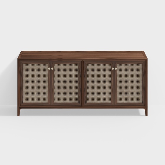 Brown Rattan Shoe Cabinet 3D Model for Contemporary Entryways