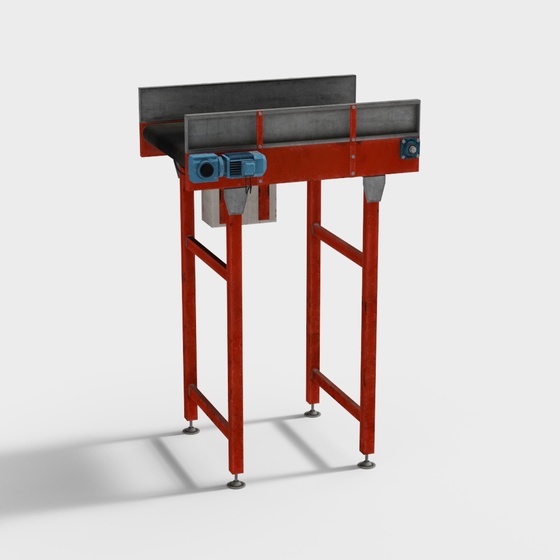 Intelligent Warehouse Conveyor 3D Model in Gray and Brown