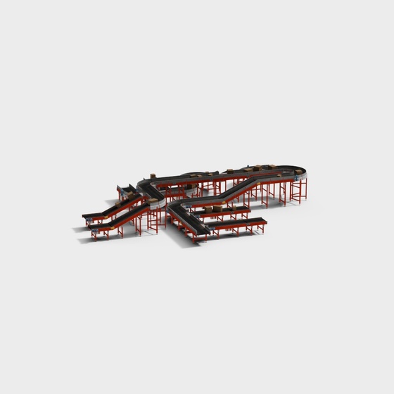 Intelligent Warehouse Conveyor 3D Model in Black