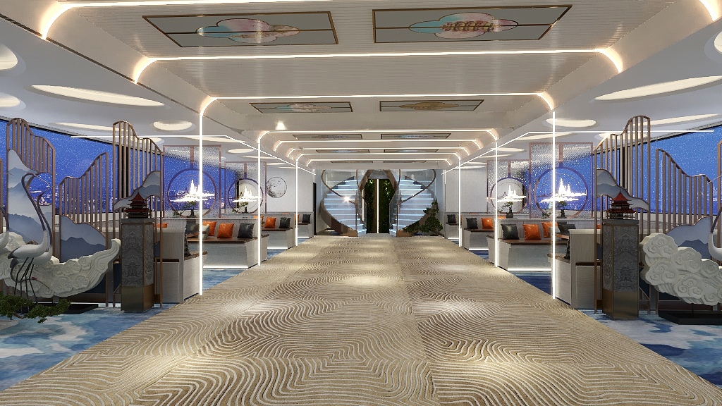 龙派创意设计刘杨-中华路码头90米旅游趸船B侯船室3-装修设计方案