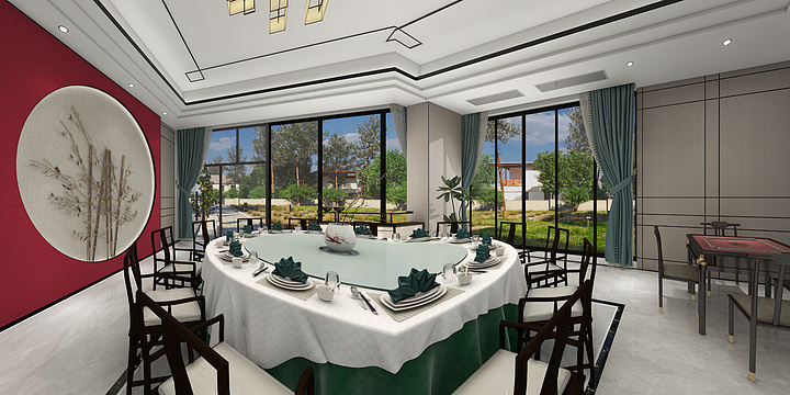 海派设计一南-酒店包厢效果图-装修设计方案