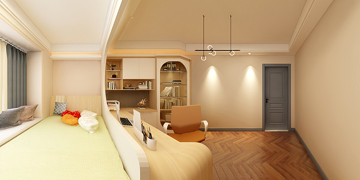 家装郊果图设计-榻榻米书房-装修设计方案