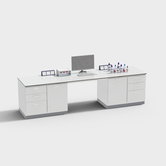 Modern Laboratory Table 3D Model in Gray