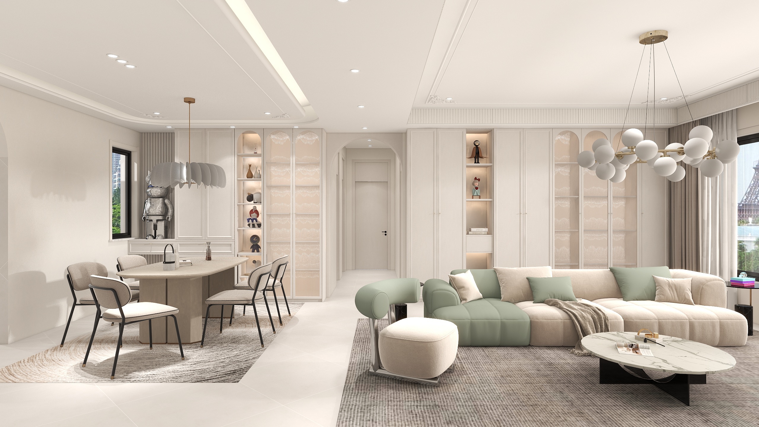 北京一厘设计工作室-周志远-夸父-奶油160平- -装修设计方案