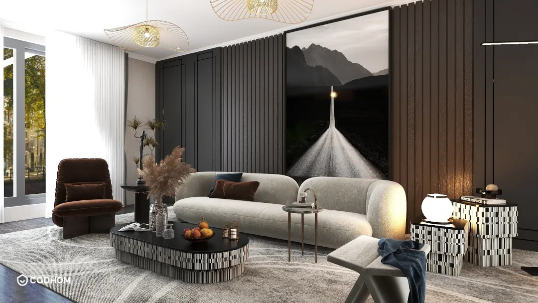 remodelling82的装修设计方案:Living room with modern contemporary style