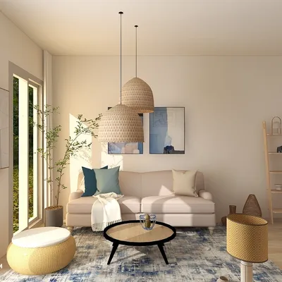 Minimalist White Living Room with Nature Touches