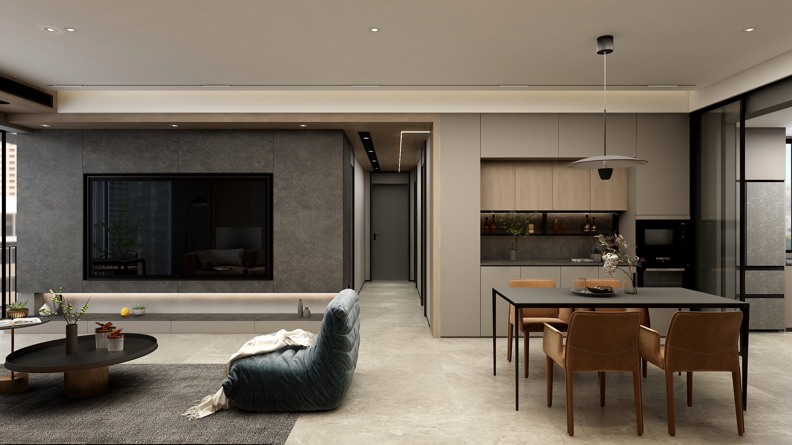 张煜强煜境设计-后现代156㎡4室装修效果图