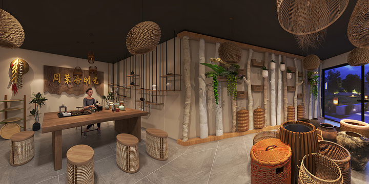 三色木全屋定制阿凤-茉莉花大道茶室-装修设计方案