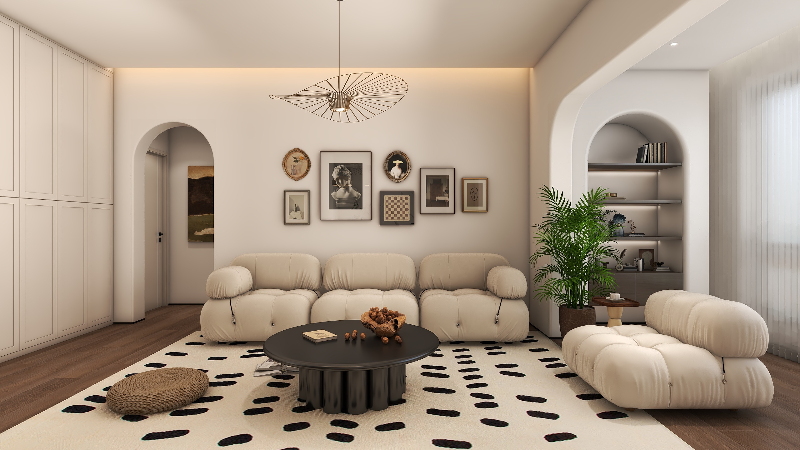 夭夭796-金地自在城115平混搭奶油风室装修效果图