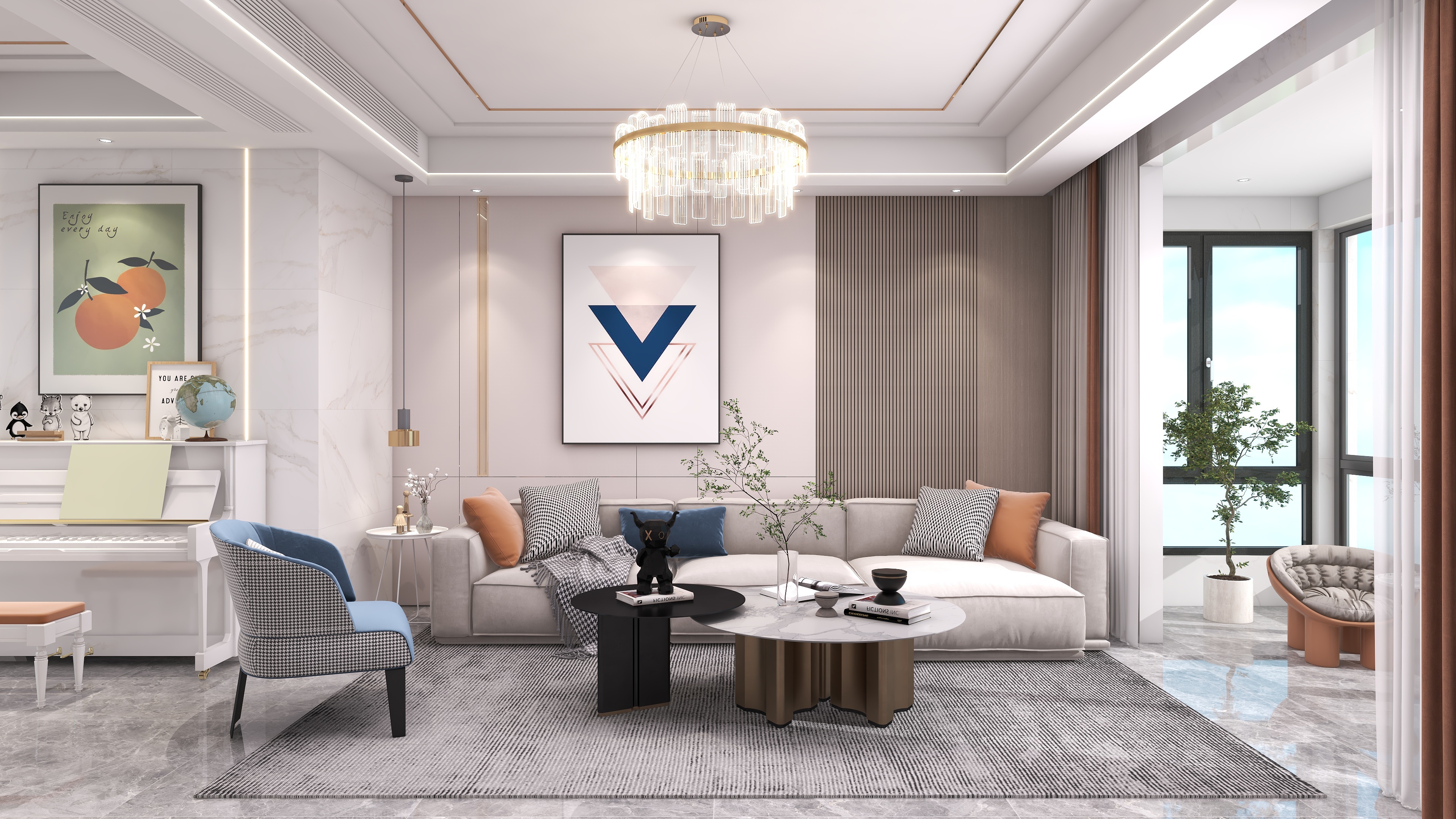 设计师赵响-《小城夏天》现代简约风格134平方4室2厅3卫装修效果图