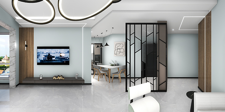 设计师王鹤盟-83平米两室一厅一厨一卫-装修设计方案