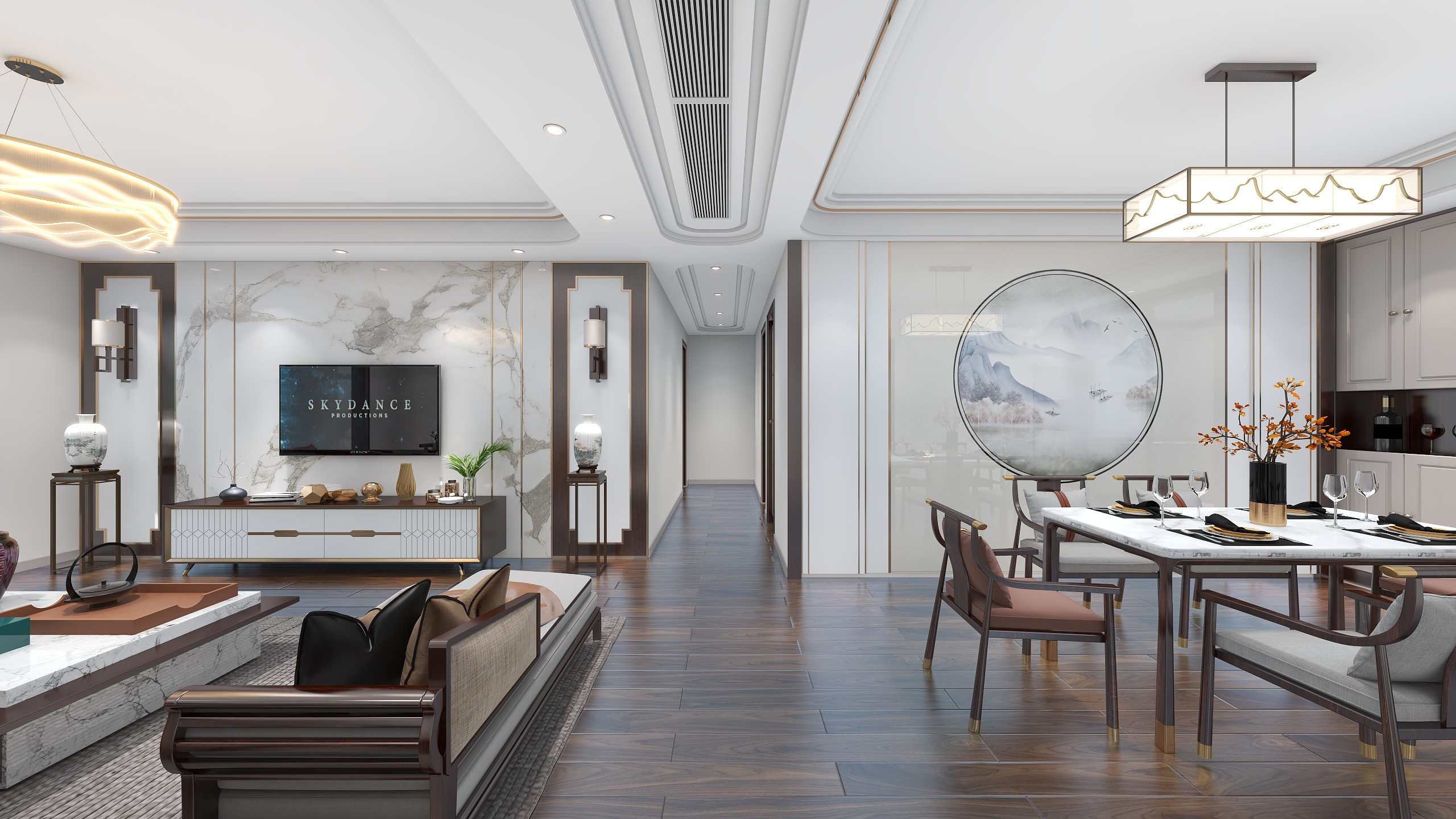 欧阳雪健-镜花缘-新中式装修效果图