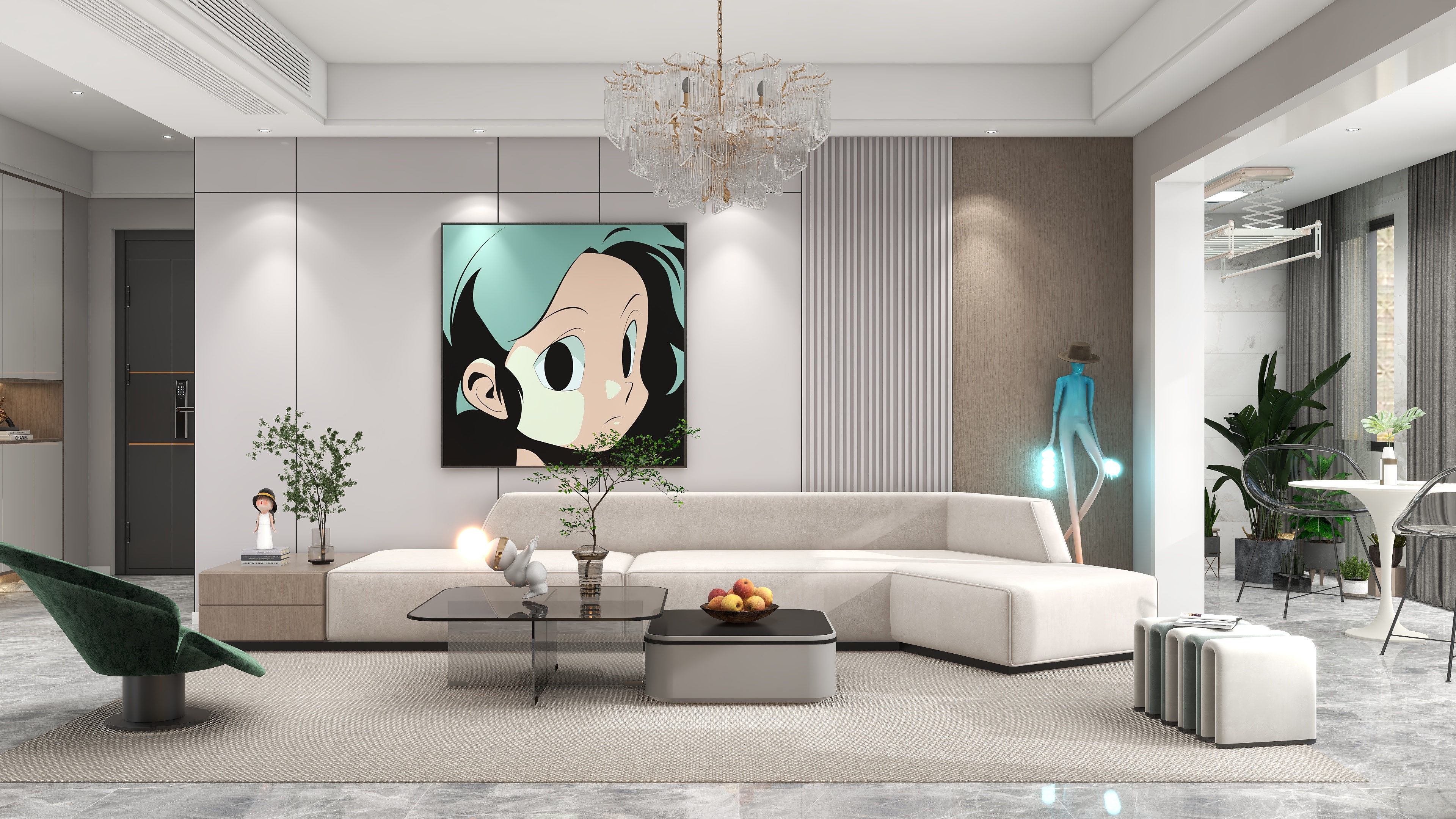 设计师赵响-《四季予你》现代简约风格139平方3房2厅2卫装修效果图