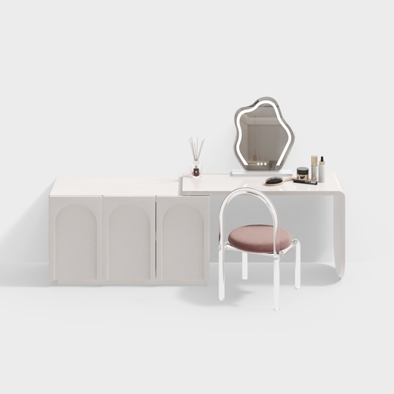 Modern cream style dressing table and chair combination