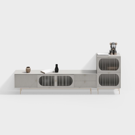 Sleek Modern Cream Style TV Cabinet 3D Model