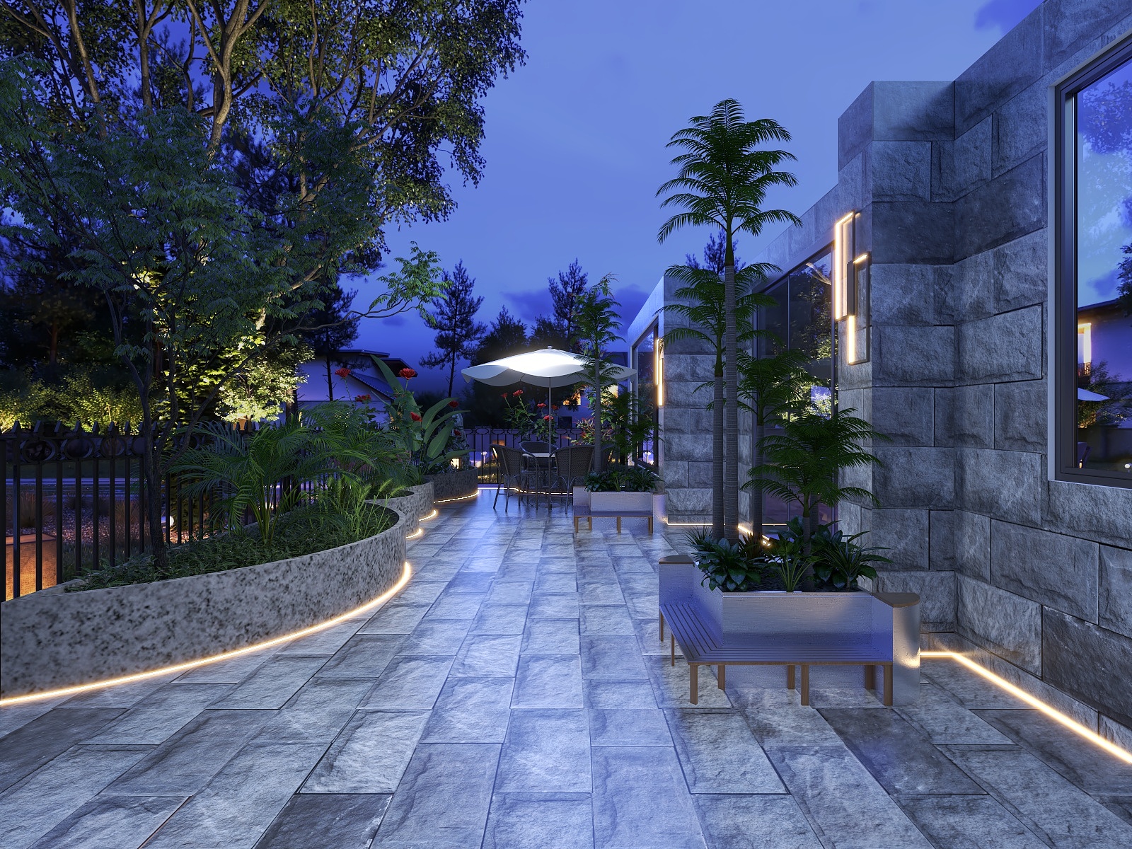 吴爽-室外花园简约风设计装修效果图