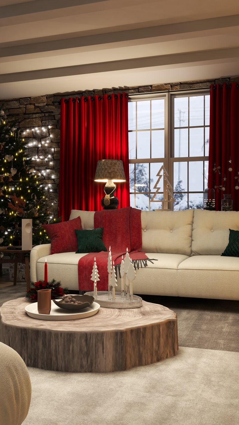 Festive Living Room with Christmas Decor 2024