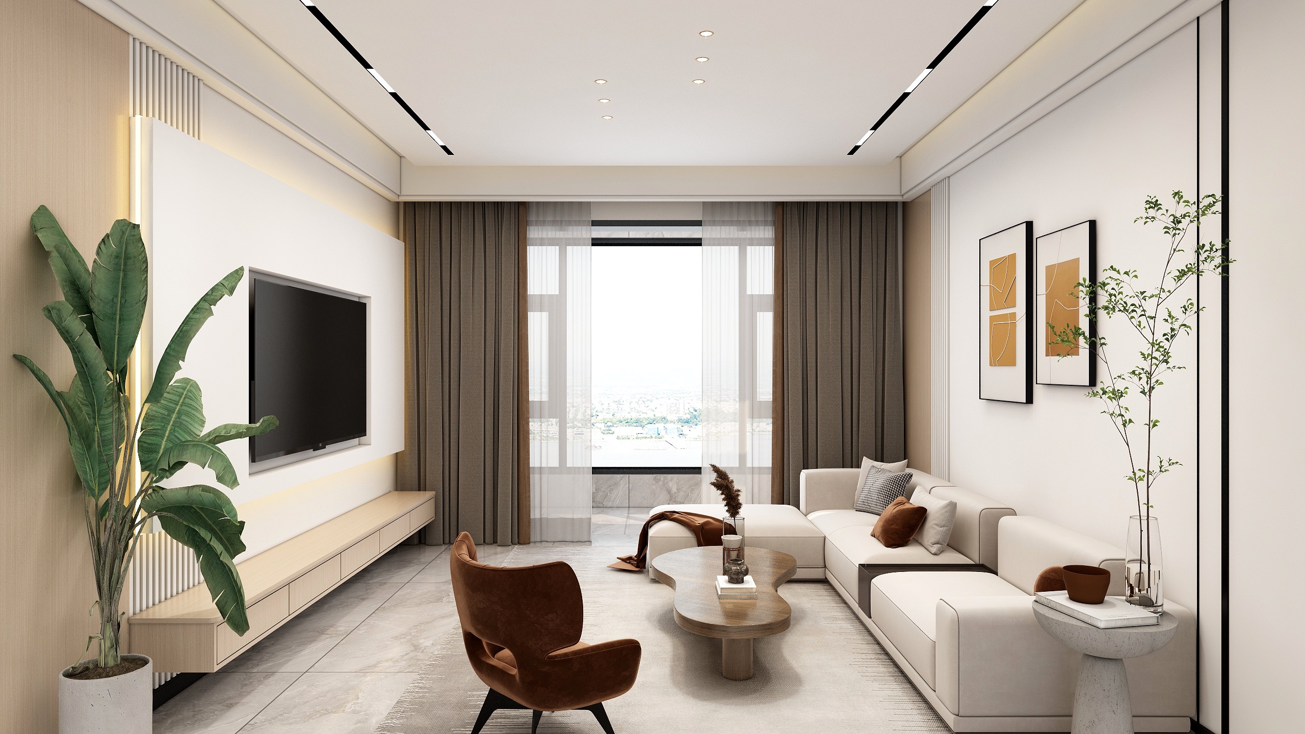 设计丨张超杰-恒宇天湖国际现代简约111㎡3室装修效果图