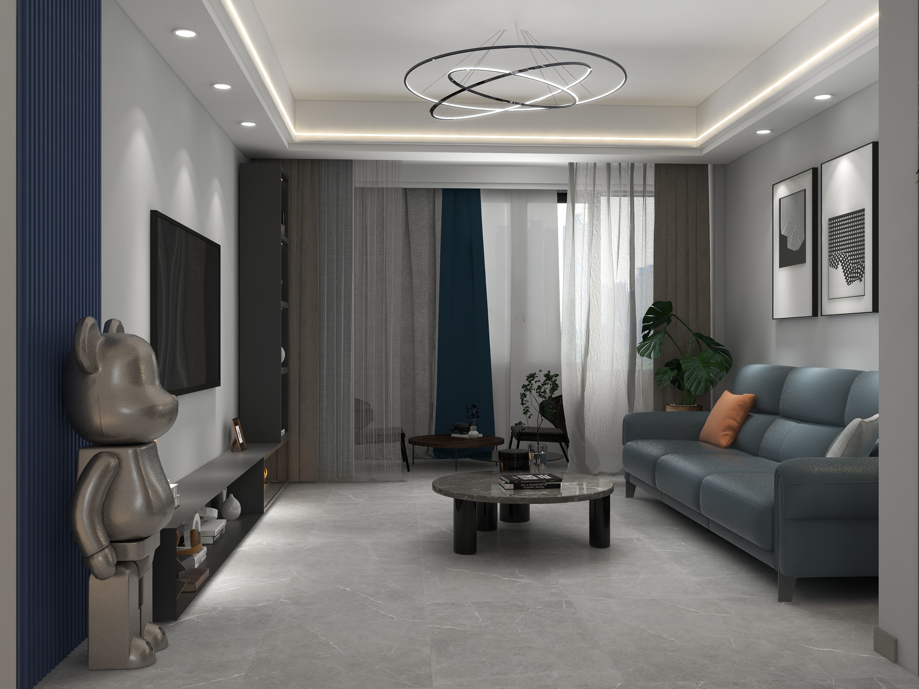 鲸鱼不会Fly-清江城品-现代简约-黑白灰-装修设计方案