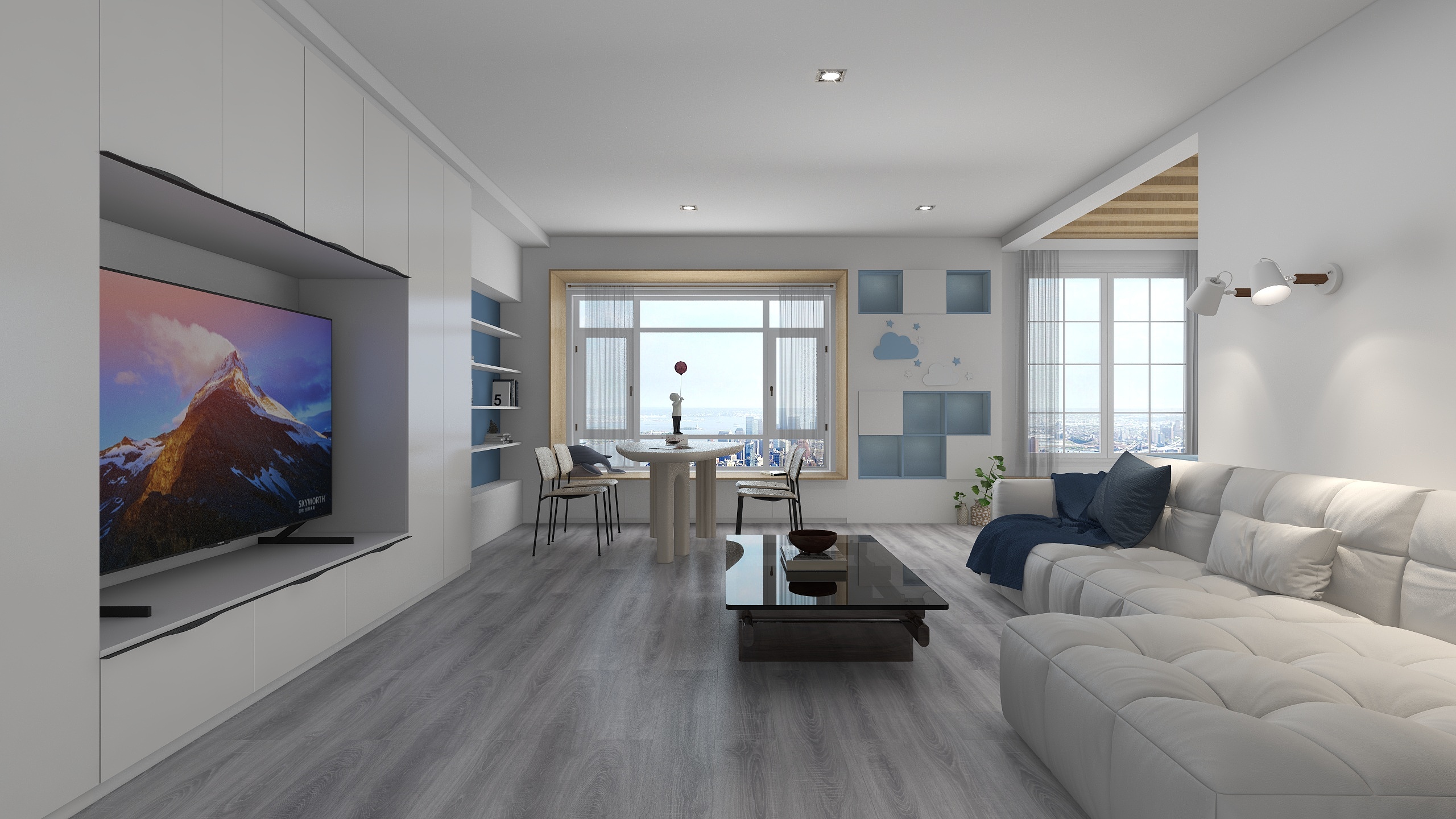 卓来studio-《白蓝木》简约两居室-装修设计方案