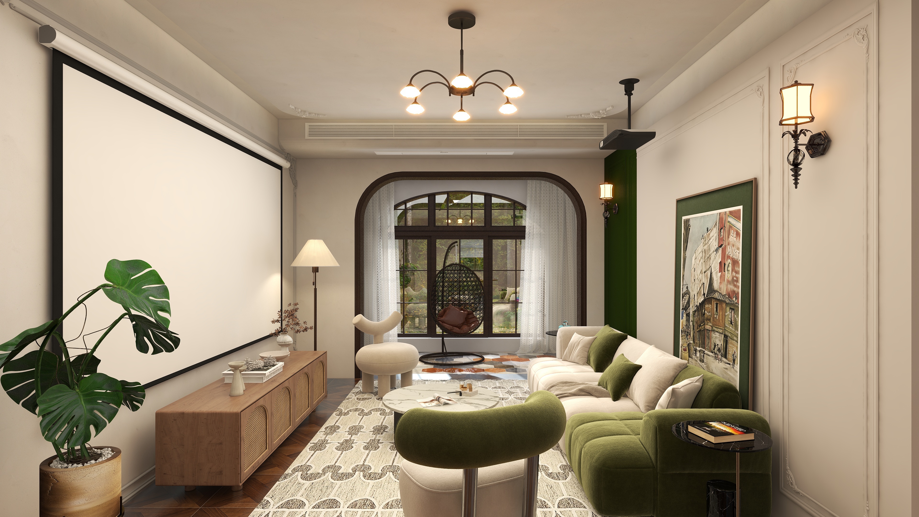 大金空调官方-90㎡奶油混搭风,感受南洋复古风情。装修效果图