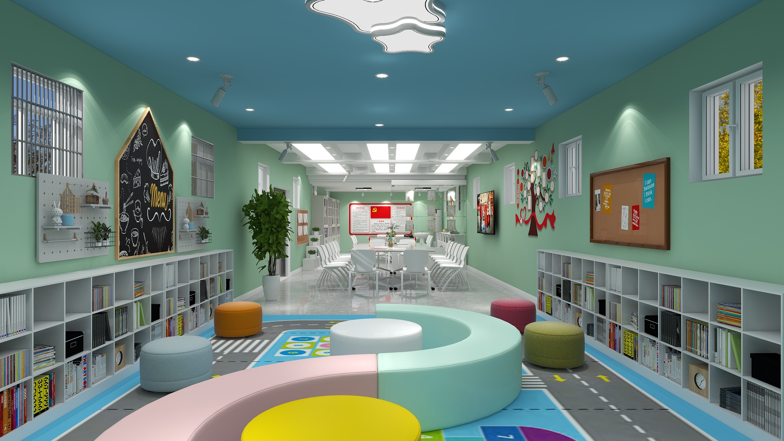 四川遥想未来科技有限公司-工装设计-社区居民党建活动室-装修设计方案