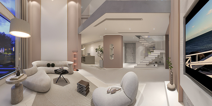 回锅肉PrQL-领地樾园176平米跃层奶油微水泥-装修设计方案